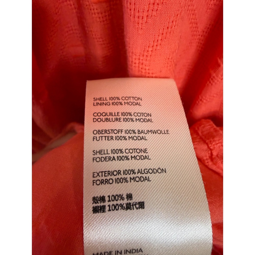 Anthropologie Coral Orange Embroidered Strap Dobby Mini Dress Womens XS Boho - Picture 5 of 6